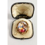 A VICTORIAN GOLD AND ENAMEL BROOCH FROM A. GOLAY-LERESCHE, GENEVA, in a fitted leather case.