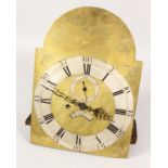 AN 18TH CENTURY BRASS WALL SILVERED DIAL CLOCK MOVEMENT by J. BADDELY, ALBRIGHTON, 12-inch dial,