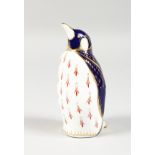 A ROYAL CROWN DERBY PAPERWEIGHT PENGUIN, gold stopper and box.