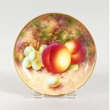A ROYAL WORCESTER SMALL DISH painted with fruit by Robert. signed. date code 1937.
