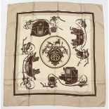 A HERMES SILK SCARF "LE CARRIAGE". 34ins x 34ins.