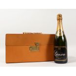 LANSON CHAMPAGNE, 75cl in a leather case with two glasses.