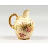 A ROYAL WORCESTER BLUSH IVORY JUG painted with roses, highlighted with gilding date code for 1903