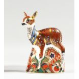 A ROYAL CROWN DERBY COLLECTOR'S GUILD FAWN PAPERWEIGHT, boxed, gold stopper.