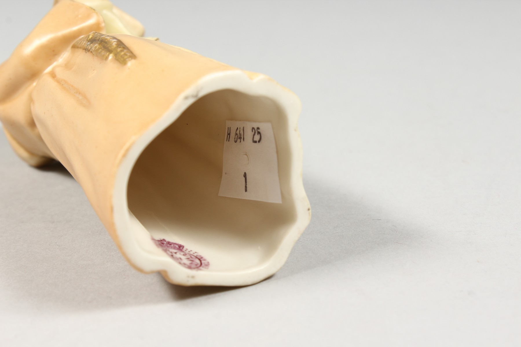 A ROYAL WORCESTER CANDLE SNUFFER OF A MONK in uncommon blush ivory, date code 1905. - Image 4 of 6