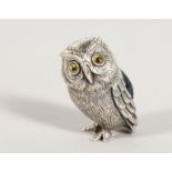 A CAST SILVER OWL PIN CUSHION.