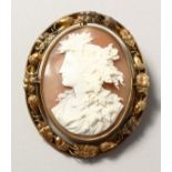 A GOOD LARGE VICTORIAN CAMEO BROOCH. 65mm x 55mm