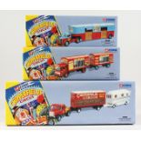 A CORGI CLASSICS CHIPPERFILED CIRCUS SET, comprising SCAMMELL TRAILER AND CARAVAN, AEC CAGE TRUCK