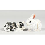ROYAL CROWN DERBY PAPERWEIGHTS, BUNNY AND MISTY, exclusive to the Collector's Club, gold stopper and