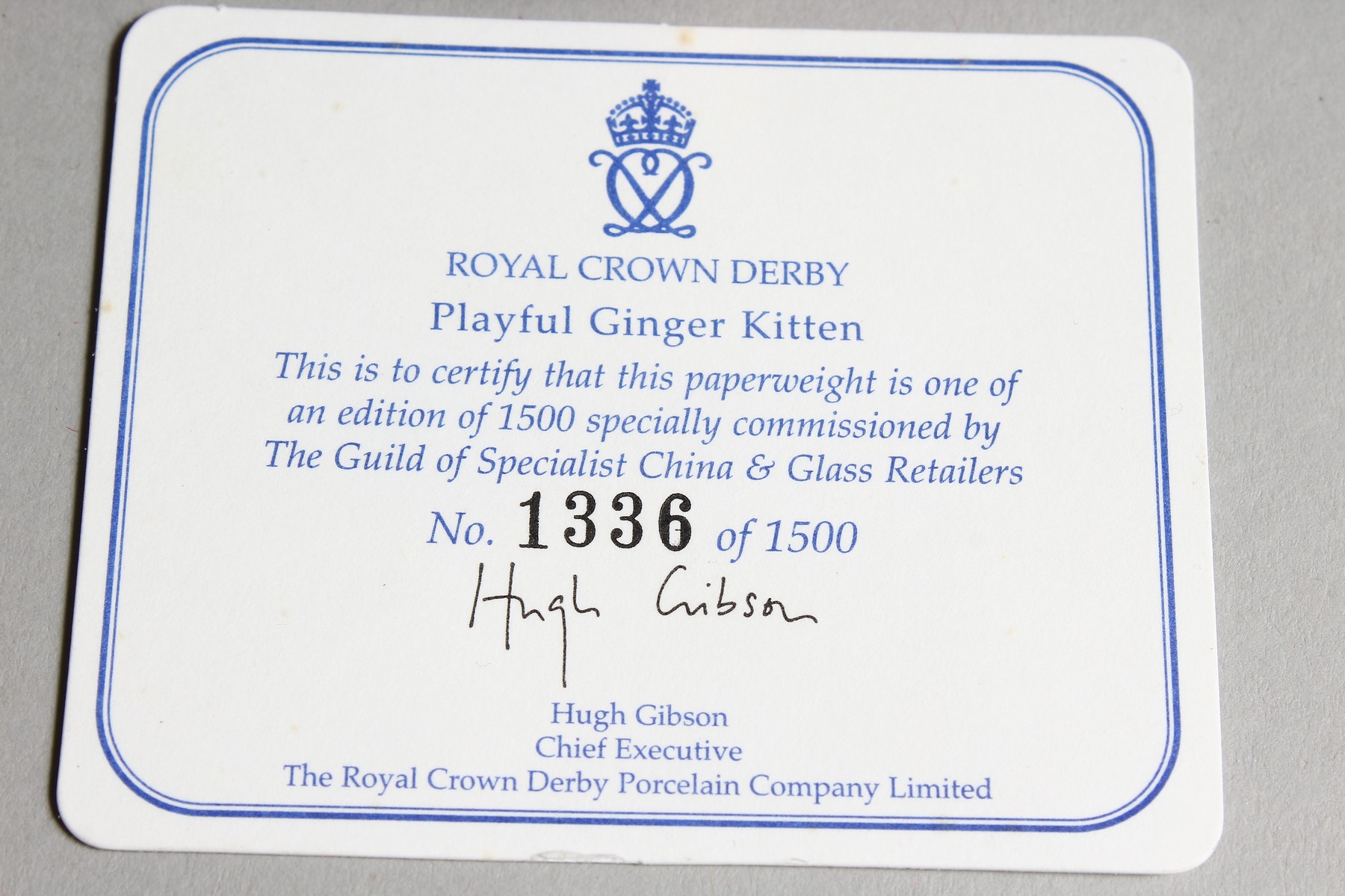 A ROYAL CROWN DERBY PAPERWEIGHT SLEEPING GINGER KITTEN limited edition with certificate. No. 502 - Image 10 of 11