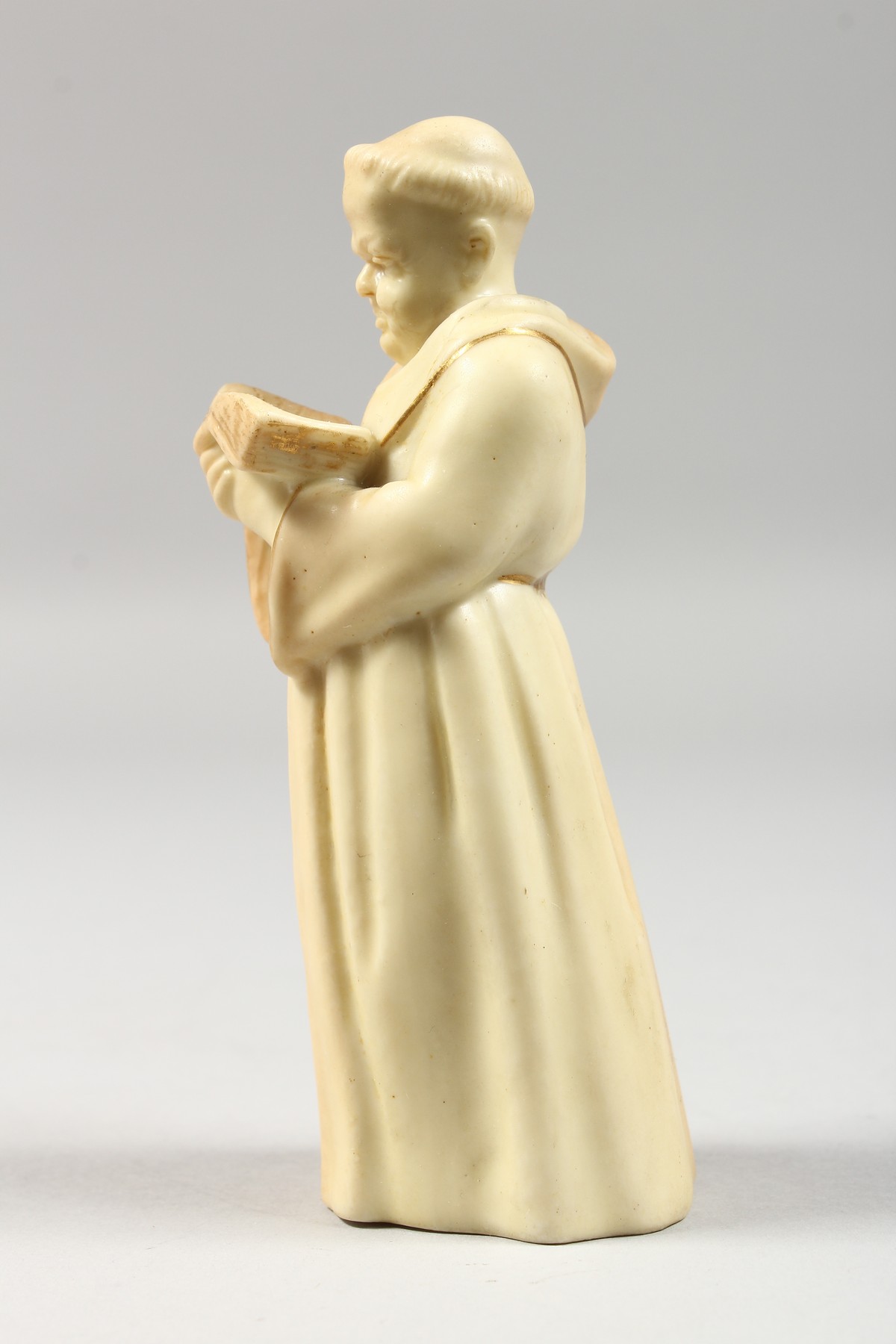 A ROYAL WORCESTER CANDLE SNUFFER OF A MONK in uncommon blush ivory, date code 1905. - Image 2 of 6
