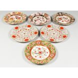 A MODERN SET OF FOUR ROYAL CROWN DERBY coloured Imari style plates and two Abbeydale Imperial