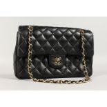 AN OFFICIAL CHANEL QUILTED LAMBSKIN MINI SQUARE FLAP BAG with GP chain and fittings.