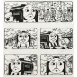 TIM MARWOOD, (1954-2008) Thomas The Tank Engine, "Wrong Station". 12ins x 8ins.