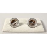 A VERY GOOD PAIR OF 18CT WHITE GOLD DIAMOND SET CUFFLINKS. 22 grams.