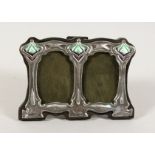 A SMALL ART NOUVEAU SILVER DOUBLE PHOTOGRAPH FRAME. 3ins x 4ins.