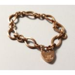 A 9CT GOLD BRACELET with padlock.