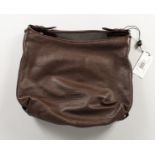 AN ARMANI COLLEZIONI STYLE DARK TAN CALF LEATHER HOBO BAG, with original dust bag, new with tags.