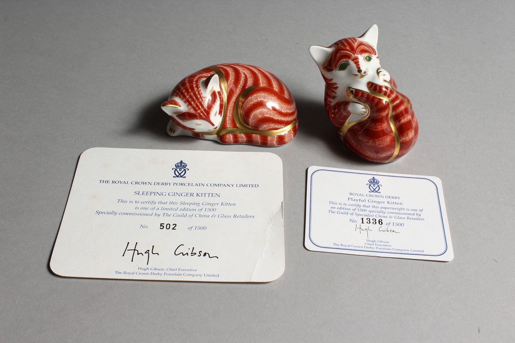 A ROYAL CROWN DERBY PAPERWEIGHT SLEEPING GINGER KITTEN limited edition with certificate. No. 502 - Image 8 of 11