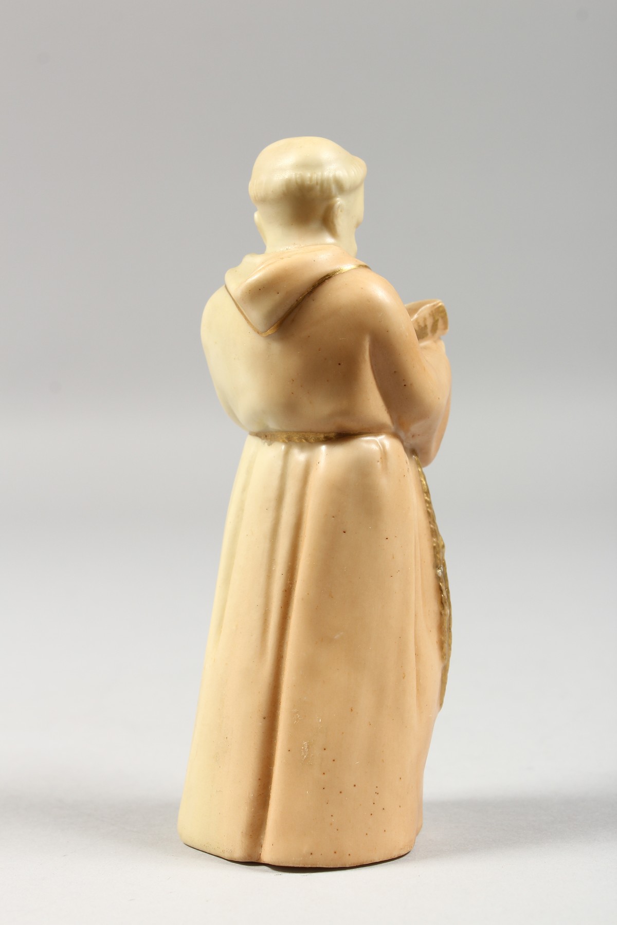 A ROYAL WORCESTER CANDLE SNUFFER OF A MONK in uncommon blush ivory, date code 1905. - Image 3 of 6