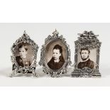 THREE MINIATURE PHOTOGRAPH FRAMES.