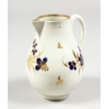 AN 18TH CENTURY WORCESTER SPARROW BEAK JUG decorated with blue and gilt flowers and leaves.