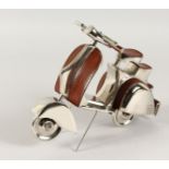 A PLATED AND LEATHER VESPA. 11ins long.