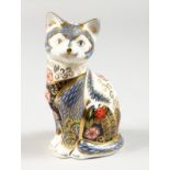 A ROYAL CROWN DERBY FIRESIDE CAT PAPERWEIGHT limited edition of 950. Made for Peter Jones Wakefield,