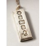 A SILVER HALLMARK PENDANT AND CHAIN.