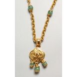 A VERY GOOD CHANEL GILT METAL NECKLACE with Chanel pendant.