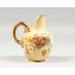 A ROYAL WORCESTER BLUSH IVORY JUG painted with roses, highlighted with gilding, date code for