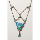 A SILVER AND ENAMEL ART NOUVEAU STYLE NECKLACE.