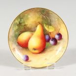 A ROYAL WORCESTER SMALL DISH painted with fruit by Shuck, signed. date code 1935.