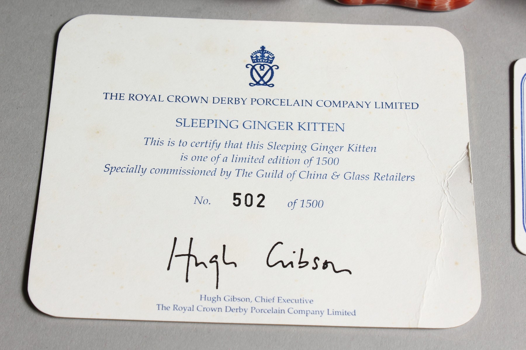 A ROYAL CROWN DERBY PAPERWEIGHT SLEEPING GINGER KITTEN limited edition with certificate. No. 502 - Image 9 of 11