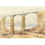 Henry Barlow Carter (1803-1867) British, 'A View of City Bridge Scarborough', watercolour, 6.5" x