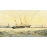 Frederick James Aldridge (1850-1933) British, 'Steam Yacht Aries', watercolour, signed, 12" x 20".