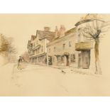 After Cecil Aldin (1870-1935), 'The Kings Head, Chigwell', A street view of the Kings Head pub,