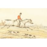 H. Alken (1785-1851) British, Huntsman on horseback following hounds, watercolour and pencil,