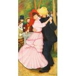 N. Alexander (20th century), A continental scene of a man and woman dancing in a park, oil on board,