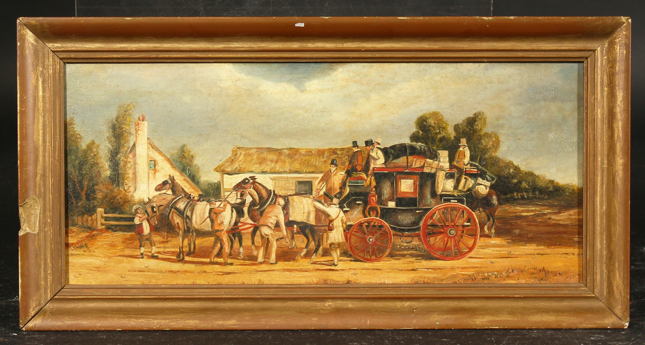 Charles Cooper Henderson (1803-1877), A coaching scene with Royal mail coaches, oil on canvas, 6" - Image 2 of 3
