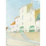 Porcheron (early 20th century) French, Houses on a promenade, watercolour, signed and inscribed '
