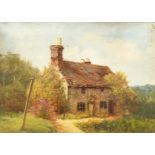 19th century English school, A study of a cottage exterior, oil on canvas, 9.5" x 13.5".