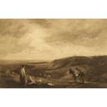 Edgar Barclay (1842-1913) British, 'The Cloverfield', an arable farming scene with figures and a