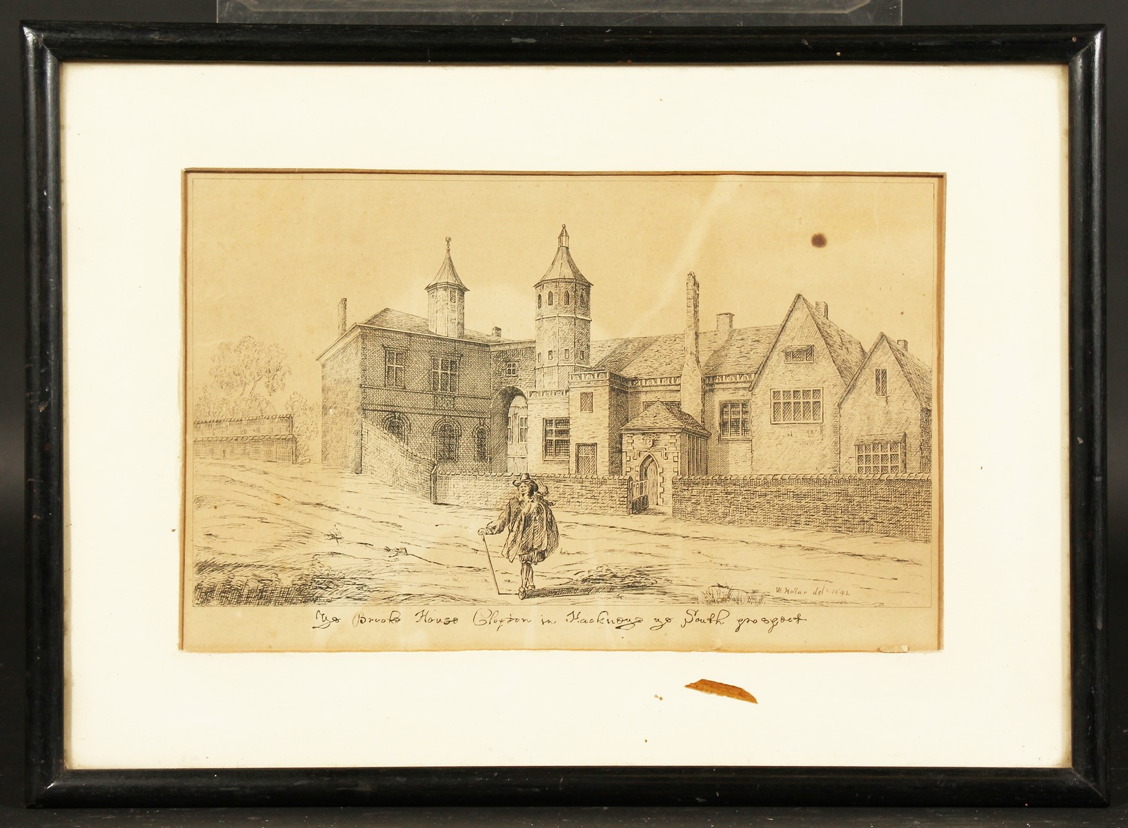 Wenceslaus Hollar (1607-1677) Bohemia/British, 'Brook House', an old master engraving, 8" x 12". - Image 2 of 5