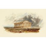 A 19th century drawing of classical buildings, watercolour, 7.5" x 10.5", unframed.