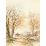 L. Lewis (19th century) British, Figures on a horse and cart on country path, watercolour, signed