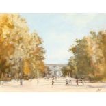 Attributed to Derek Brown, A landscape of a French city park, oil on board, signed, 11.5" x 15".