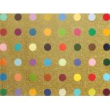 Damien Hirst, (B. 1965), untitled gold gift spot, framed screenprint in colours, gold glitter/