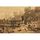 W.H. Pyne (1769-1843) British, "Farmyard", a rustic farm scene, ink & wash, unframed, 7" x 10".