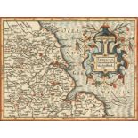 17th century, A hand coloured map of the East of England, 5" x 6.5". unframed.